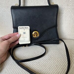 Givenchy Black Leather Shoulder Bag with Gold Accent